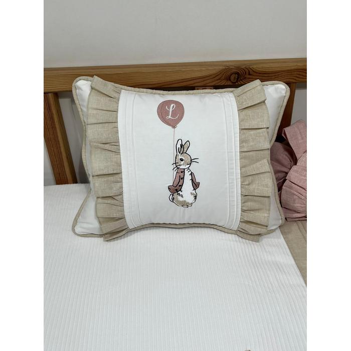 Pike takımı 6 parça beyaz fitilli pike - bej isviçre keteni 3