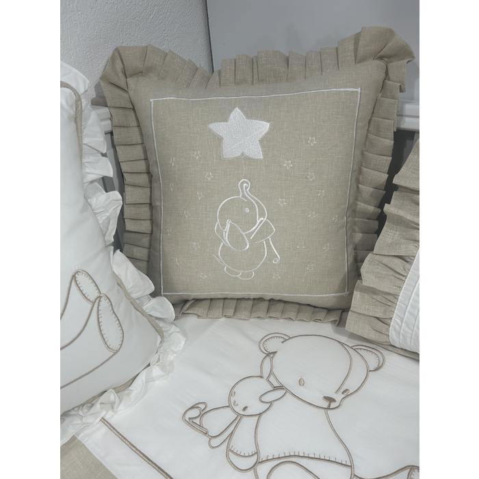 Pike takımı 6 parça beyaz fitilli pike - bej isviçre keteni 5