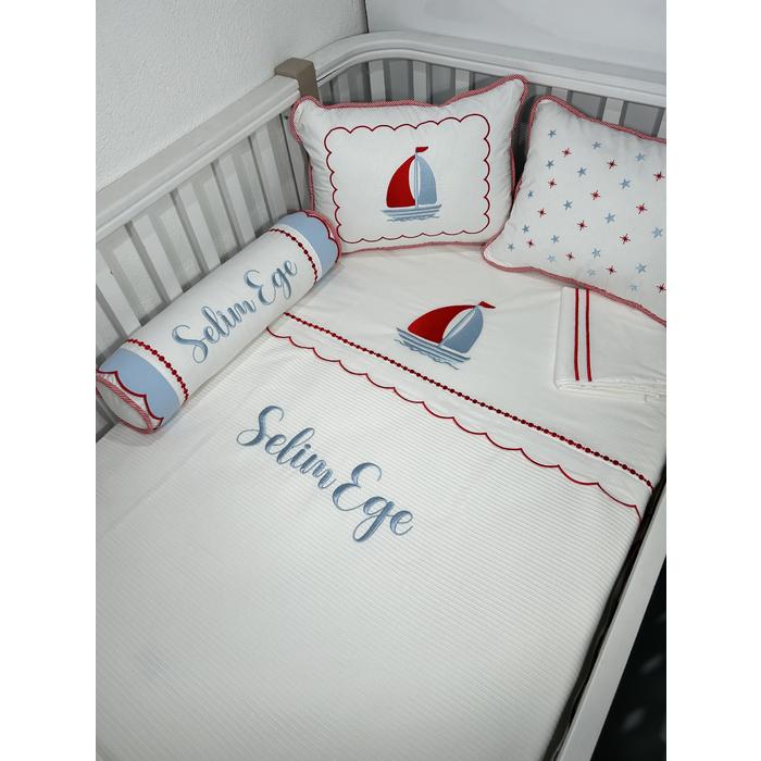 Pike takımı 6 parça beyaz fitilli pike - beyaz poplin 2