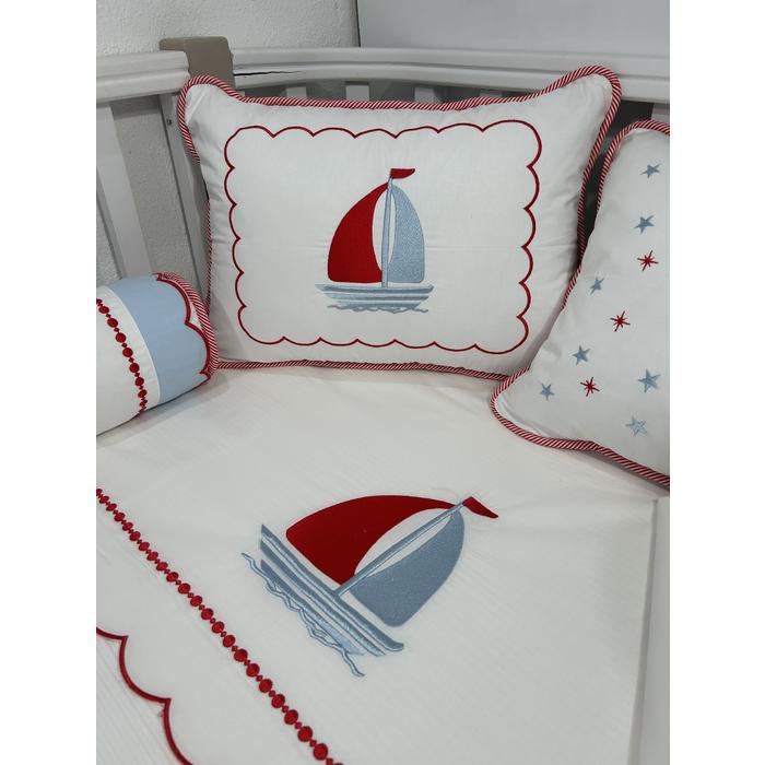 Pike takımı 6 parça beyaz fitilli pike - beyaz poplin 2