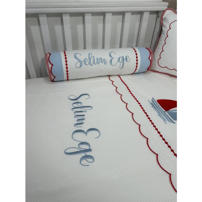 Pike takımı 6 parça beyaz fitilli pike - beyaz poplin 2
