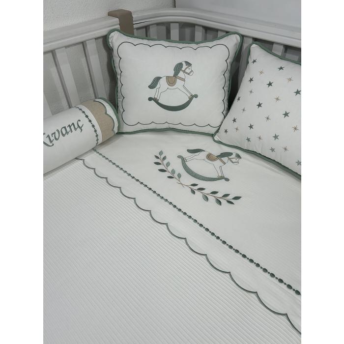Pike takımı 6 parça beyaz fitilli pike - beyaz poplin 3