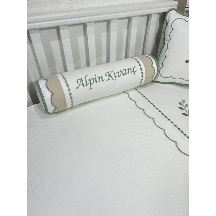 Pike takımı 6 parça beyaz fitilli pike - beyaz poplin 3