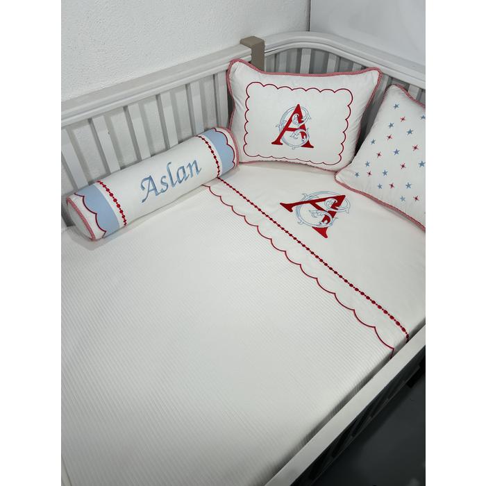 Pike takımı 6 parça beyaz fitilli pike - beyaz poplin 4