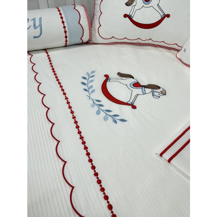 Pike takımı 6 parça beyaz fitilli pike - beyaz poplin