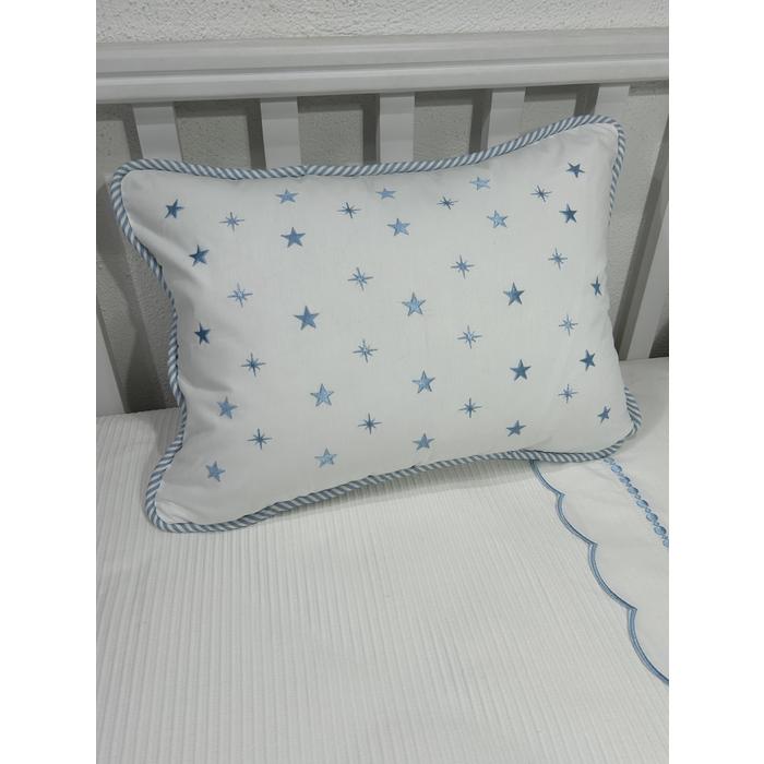 Pike takımı 6 parça beyaz fitilli pike - mavi poplin 2