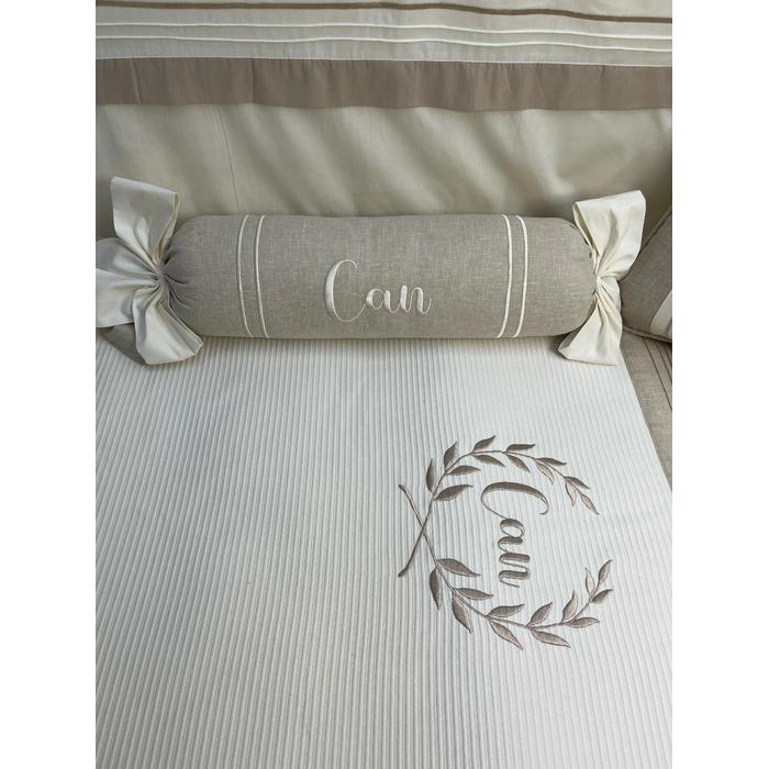 Pike takımı 6 parça krem fitilli pike - bej isviçre keten 1