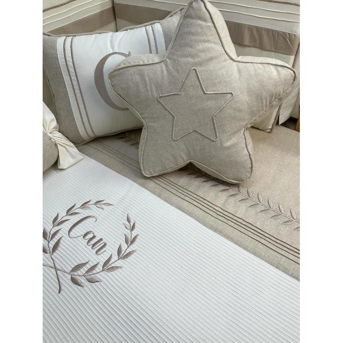 Pike takımı 6 parça krem fitilli pike - bej isviçre keten 1