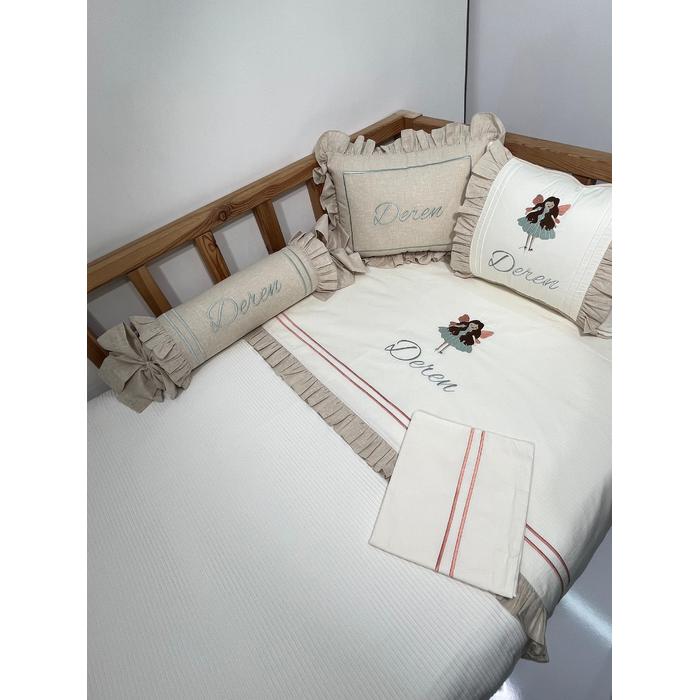 Pike takımı 6 parça krem fitilli pike - bej isviçre keten 2