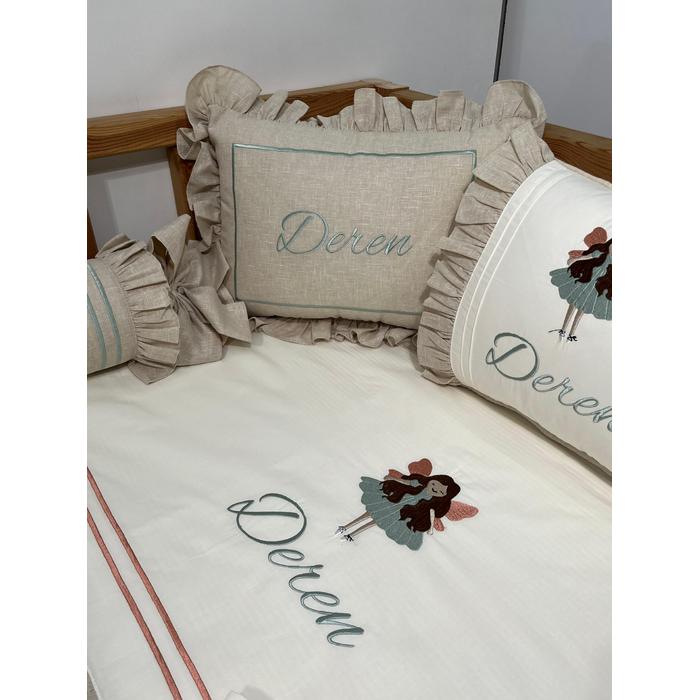 Pike takımı 6 parça krem fitilli pike - bej isviçre keten 2