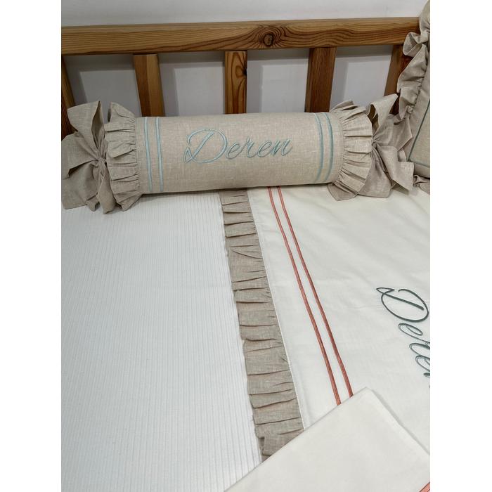 Pike takımı 6 parça krem fitilli pike - bej isviçre keten 2