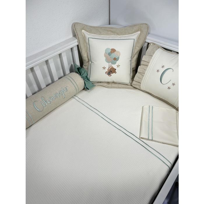 Pike takımı 6 parça krem fitilli pike - bej isviçre keten 3