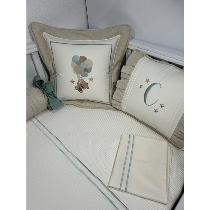 Pike takımı 6 parça krem fitilli pike - bej isviçre keten 3