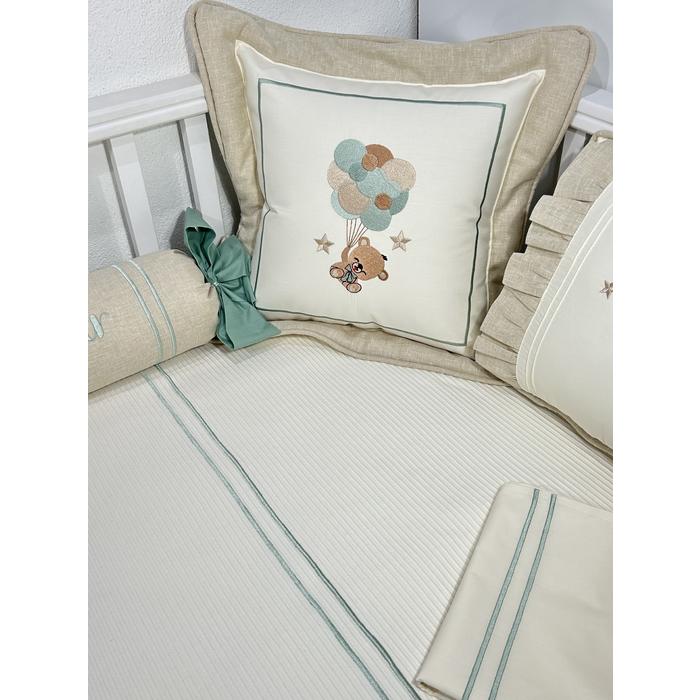 Pike takımı 6 parça krem fitilli pike - bej isviçre keten 3