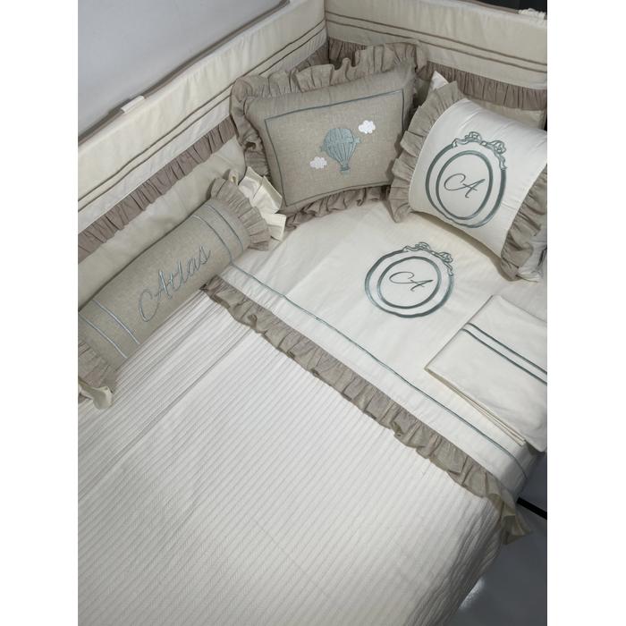 Pike takımı 6 parça krem örgü pike - Bej İsviçre Keten