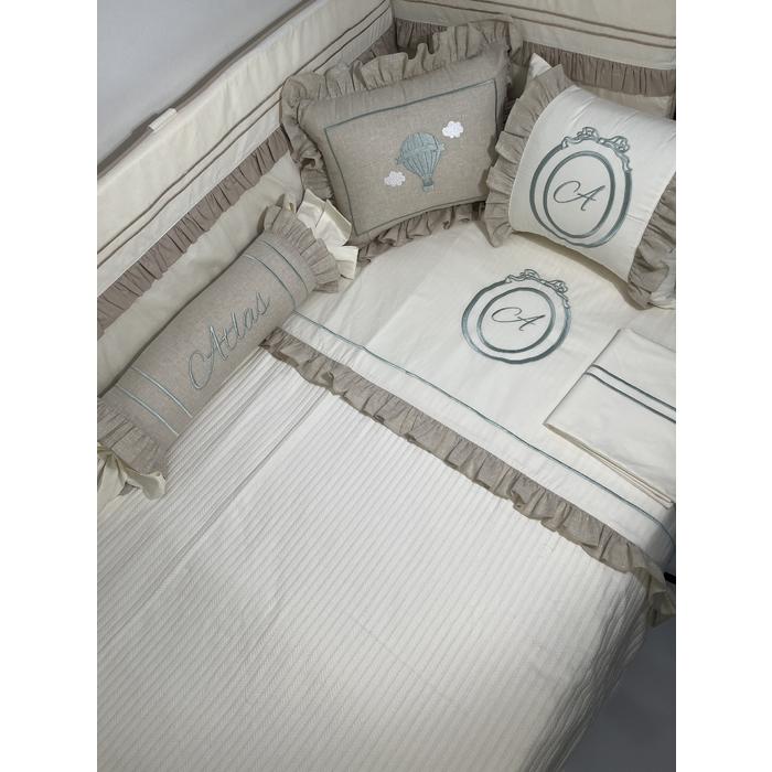 Pike takımı 6 parça krem örgü pike - Bej İsviçre Keten