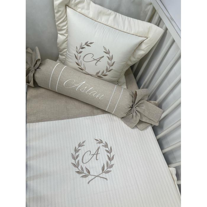 Pike takımı 6 parça krem örgü  pike - Bej İsviçre Keten 2