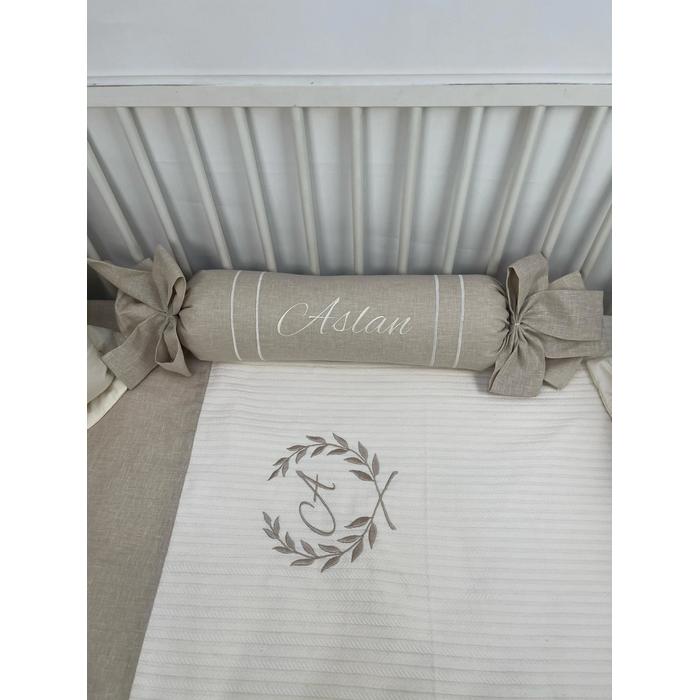 Pike takımı 6 parça krem örgü  pike - Bej İsviçre Keten 2