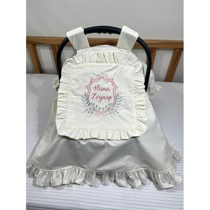 Puset örtüsü kapaklı fırfırlı krem poplin 7