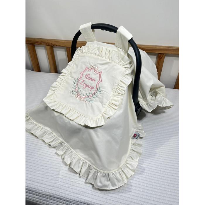 Puset örtüsü kapaklı fırfırlı krem poplin 7