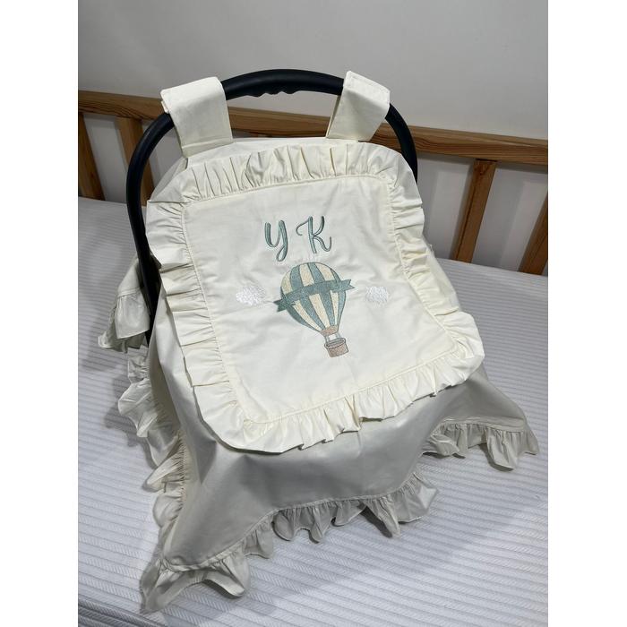 Puset örtüsü kapaklı fırfırlı krem poplin 8