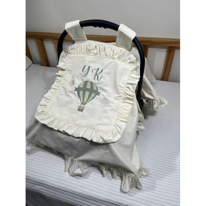 Puset örtüsü kapaklı fırfırlı krem poplin 8