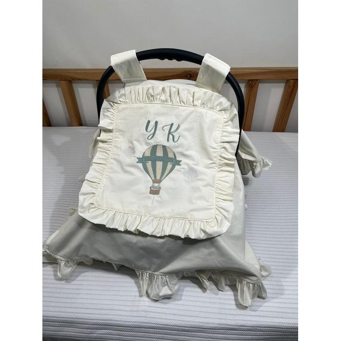 Puset örtüsü kapaklı fırfırlı krem poplin 8