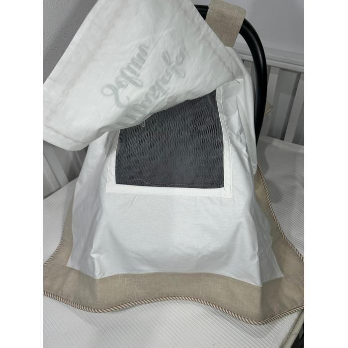 Puset örtüsü kapaklı model bej isviçre keten - beyaz poplin 2