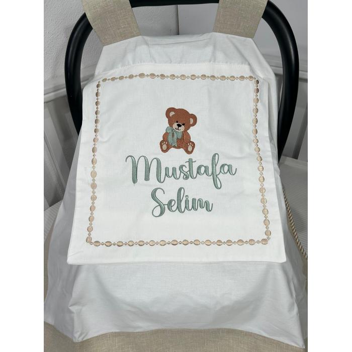 Puset örtüsü kapaklı model bej isviçre keten - beyaz poplin 2