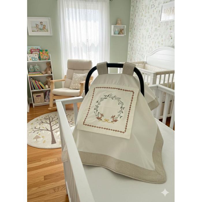 Puset örtüsü kapaklı model bej isviçre keten - krem poplin