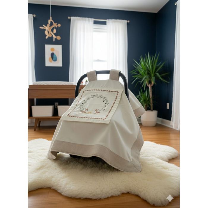 Puset örtüsü kapaklı model bej isviçre keten - krem poplin