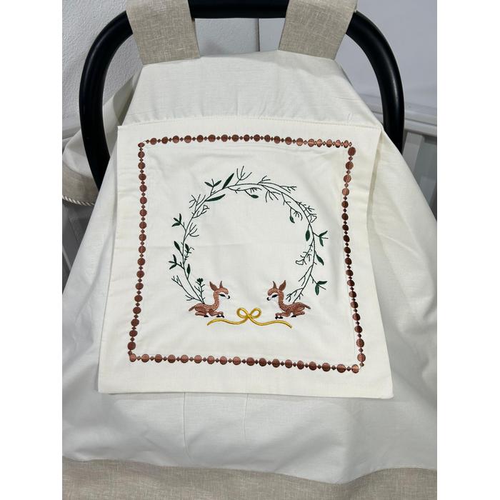 Puset örtüsü kapaklı model bej isviçre keten - krem poplin