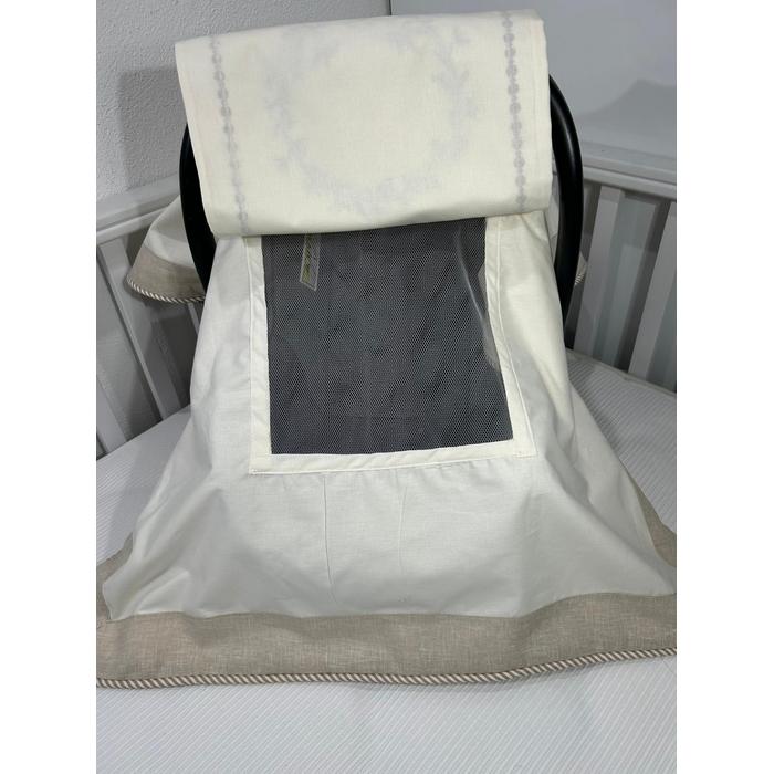 Puset örtüsü kapaklı model bej isviçre keten - krem poplin