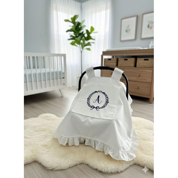 Puset örtüsü kapaklı model fırfırlı beyaz poplin 6