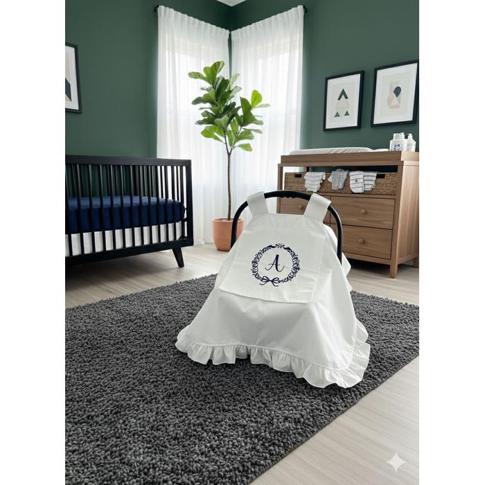 Puset örtüsü kapaklı model fırfırlı beyaz poplin 6