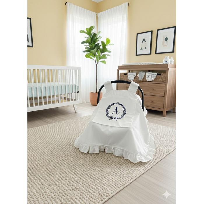 Puset örtüsü kapaklı model fırfırlı beyaz poplin 6