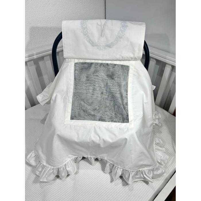 Puset örtüsü kapaklı model fırfırlı beyaz poplin 6