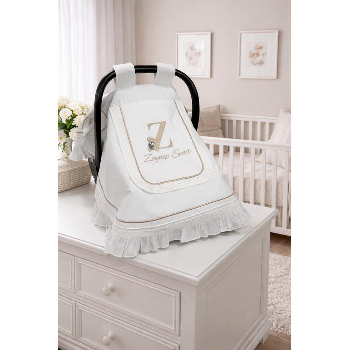 Puset örtüsü kapaklı model fırfırlı beyaz poplin 7