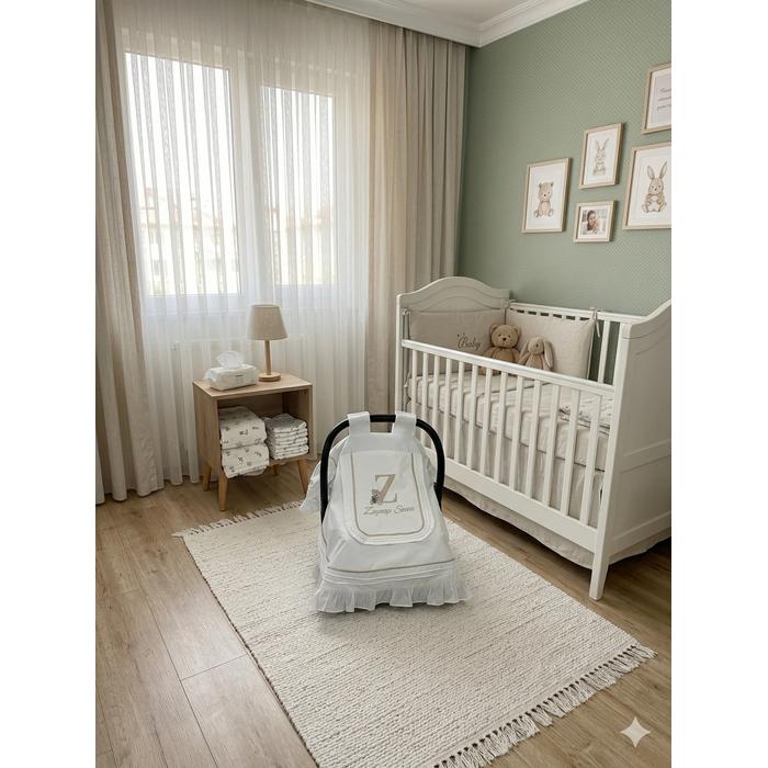 Puset örtüsü kapaklı model fırfırlı beyaz poplin 7