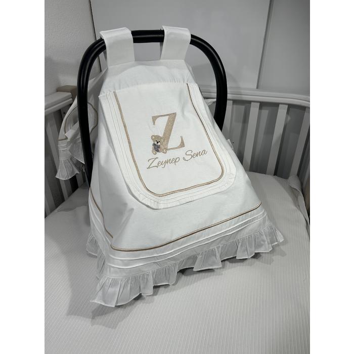 Puset örtüsü kapaklı model fırfırlı beyaz poplin 7