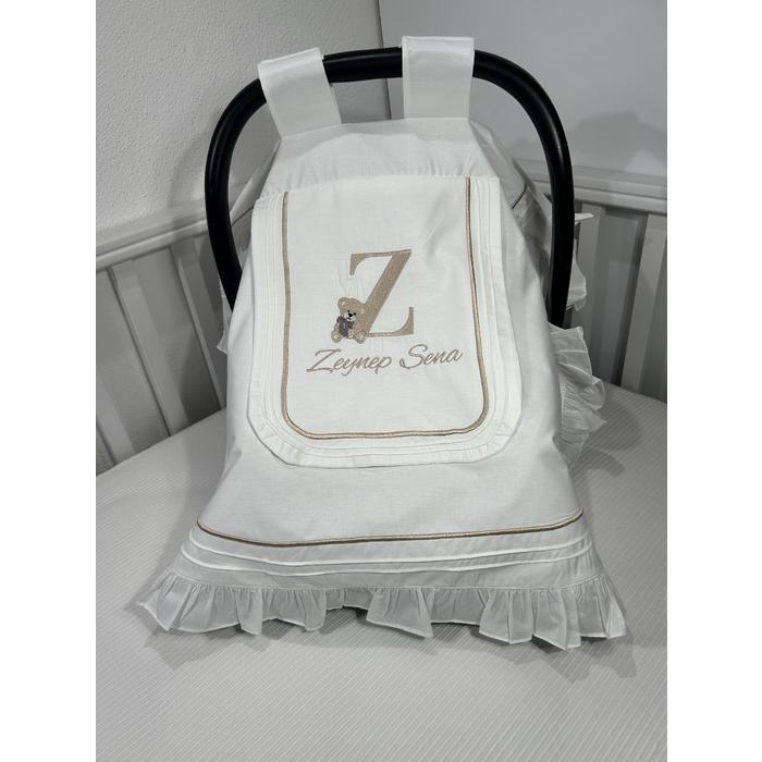 Puset örtüsü kapaklı model fırfırlı beyaz poplin 7