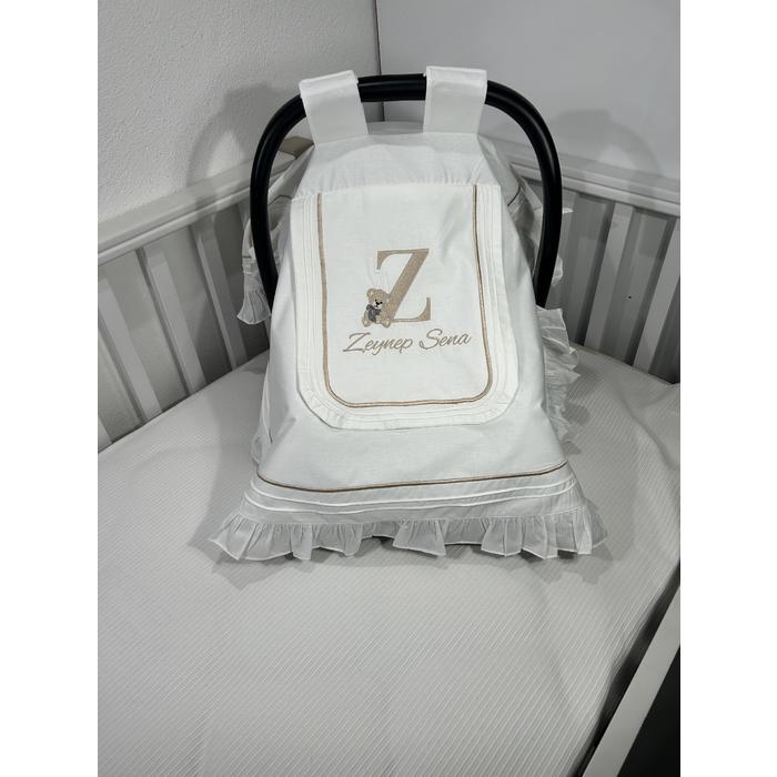 Puset örtüsü kapaklı model fırfırlı beyaz poplin 7