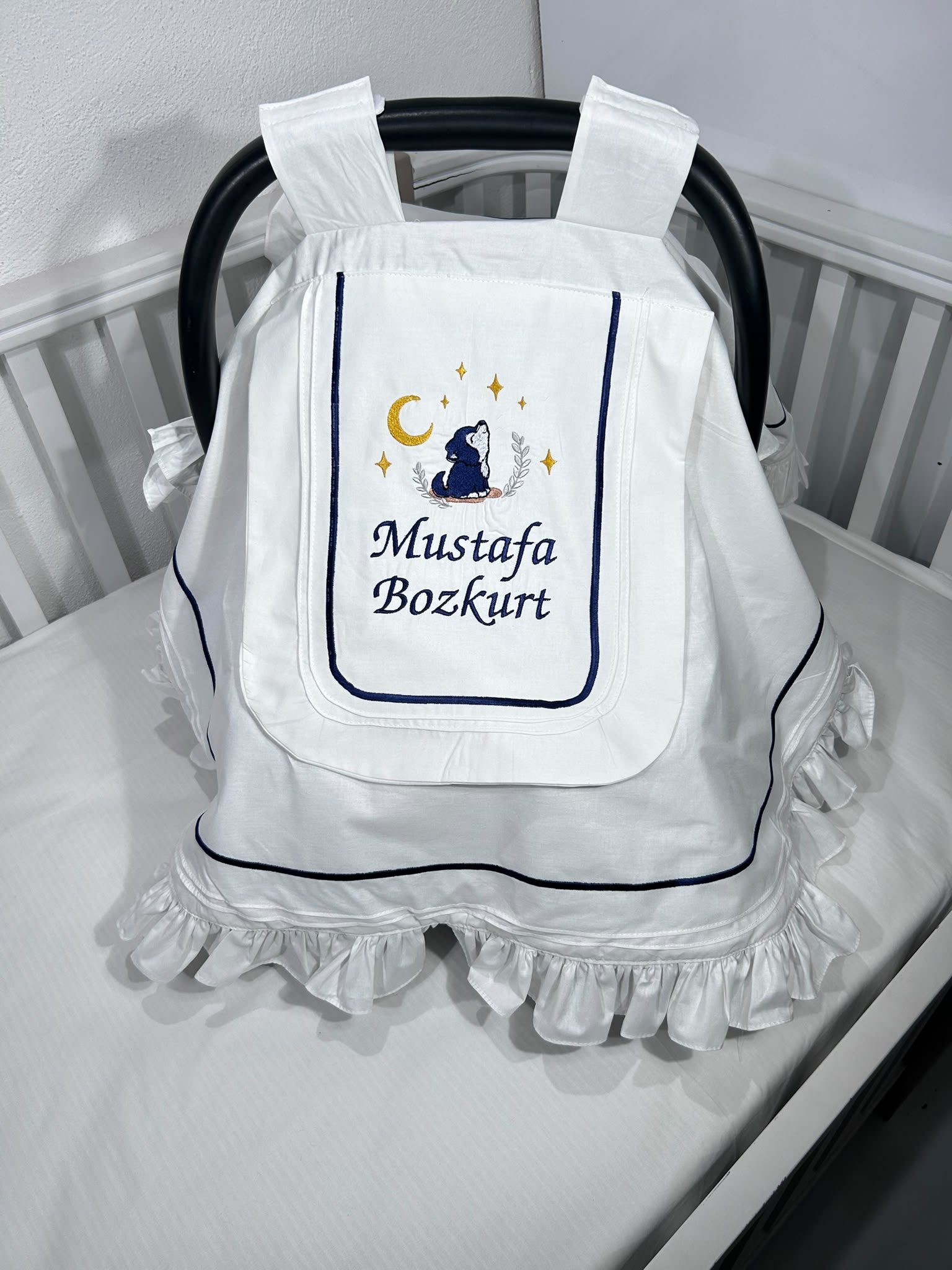 Puset örtüsü kapaklı model fırfırlı beyaz poplin 9