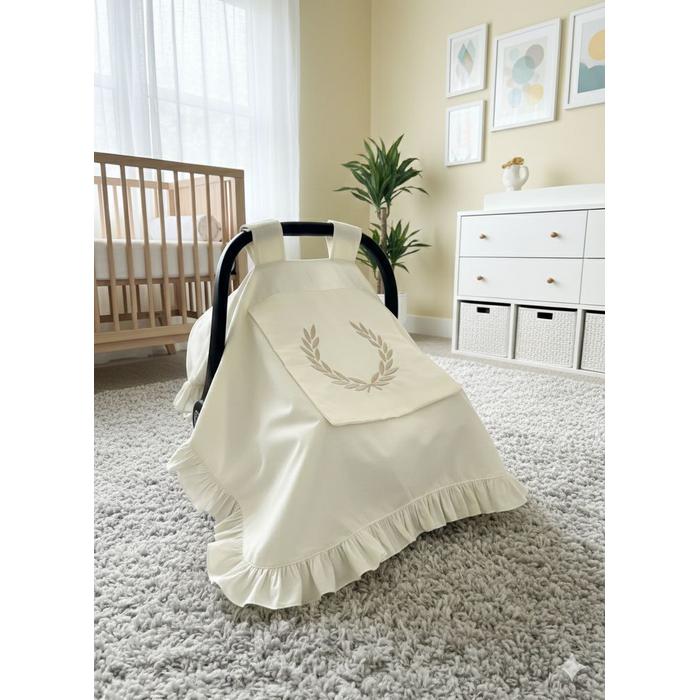 Puset örtüsü kapaklı model fırfırlı krem poplin 10