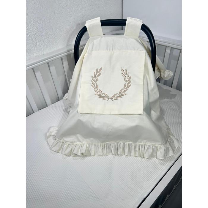 Puset örtüsü kapaklı model fırfırlı krem poplin 10