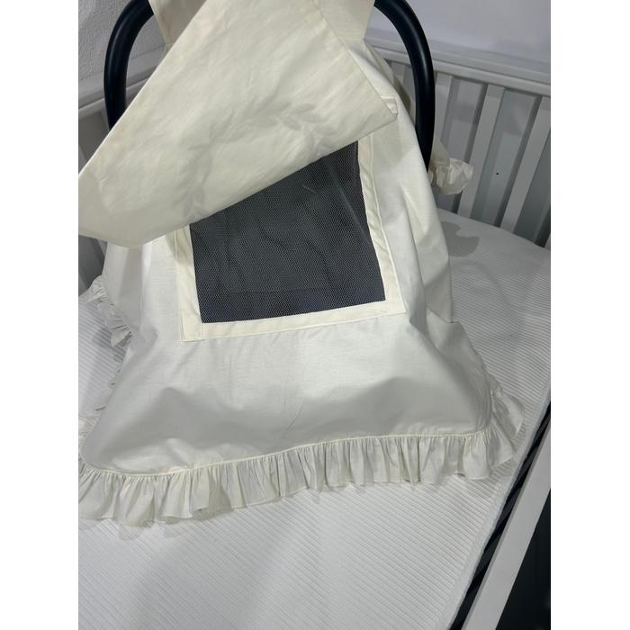 Puset örtüsü kapaklı model fırfırlı krem poplin 10