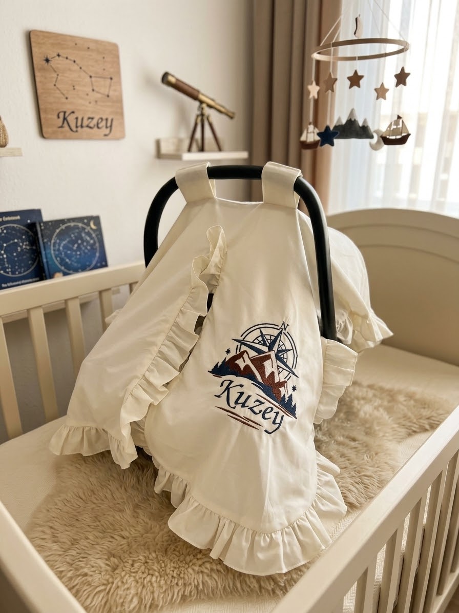Puset örtüsü yırtmaçlı model fırfırlı krem poplin