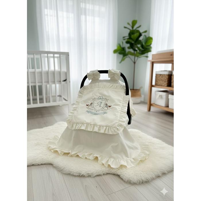 Puset örtüsü kapaklı model fırfırlı krem poplin 9