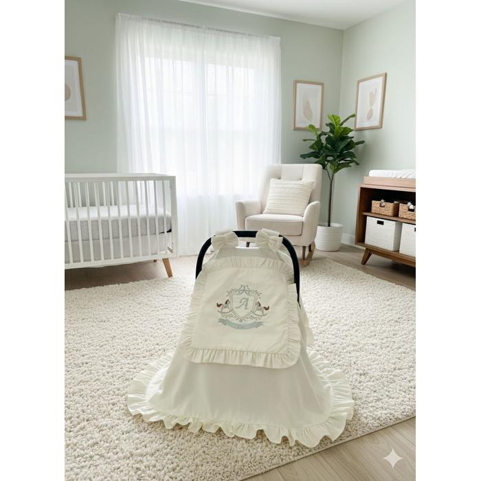 Puset örtüsü kapaklı model fırfırlı krem poplin 9