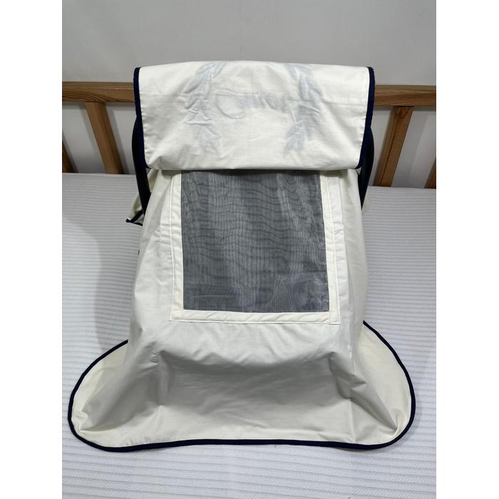 Puset örtüsü kapaklı model lacivert biyeli krem poplin 